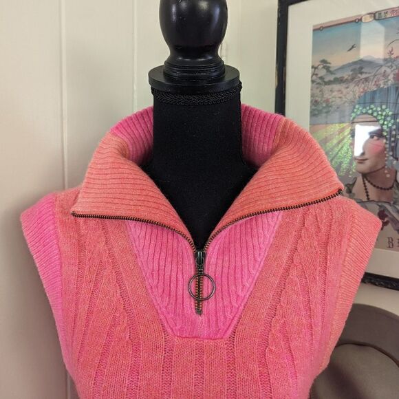 By Anthropologie Ombre Sweater XS Barbiecore Preppy Cozy Academia Cotton Candy - Picture 4 of 14
